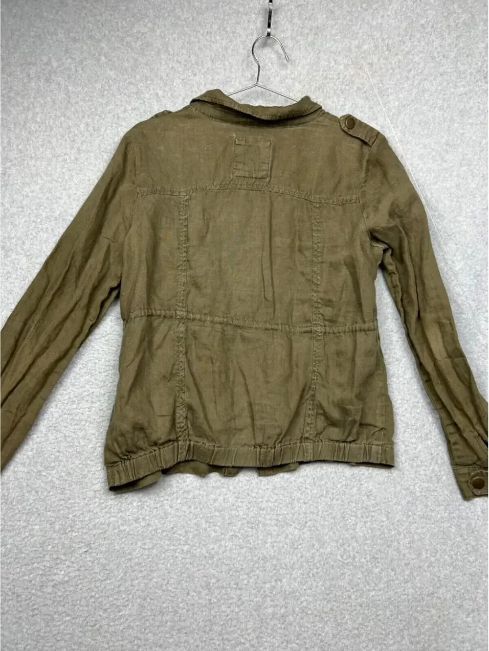 Free People Military Utility Jacket Womens 4/S Linen Cargo Pocket Gorpcore Green